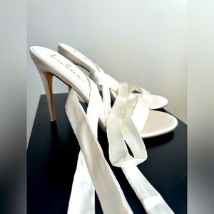 NEVER WORN- White Satin Lace Up High Heels